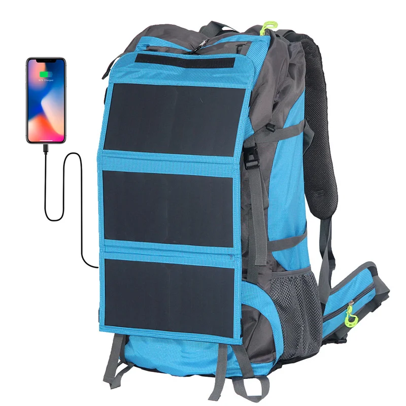 68L 20W/6V Solar Charger Backpack Waterproof With Solar Panel Charger For Hiking Camping Travel