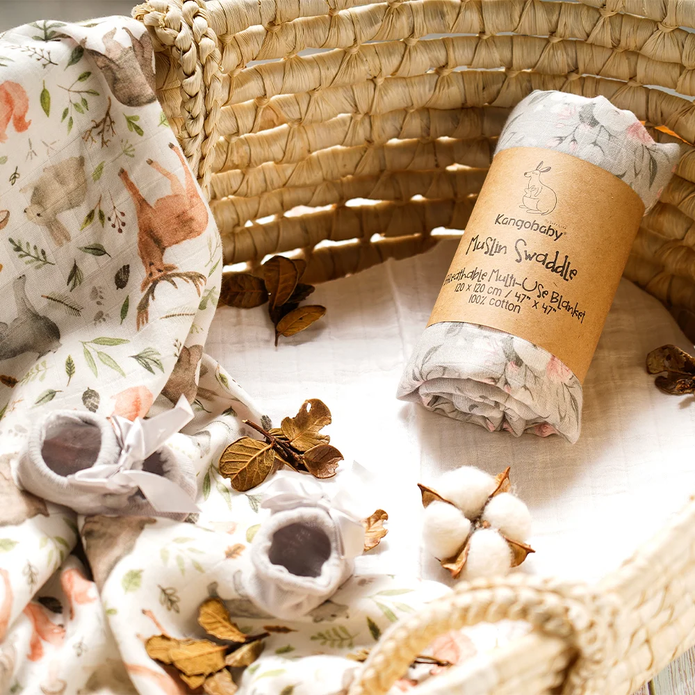 Newborn wraps 70 %bamboo+30% cotton digital printing comfort Baby Muslin Swaddle Blankets