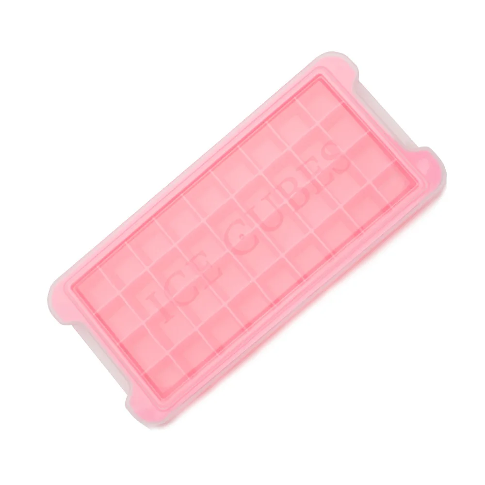 Creative 36 cavity square ice cube box with lid silicone ice cube tray