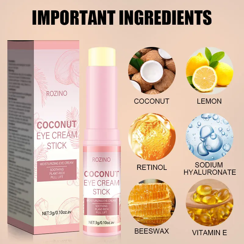 Coconut Eye Cream Stick, lighten dark circles and fine lines, lift firming antioxidant eye cream