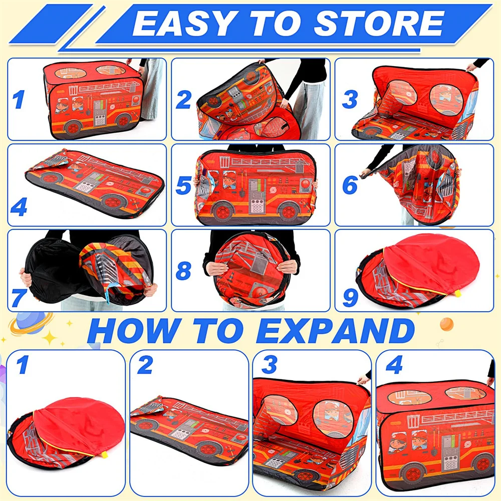 Kids Foldable Indoor and Outdoor Playhouse Vehicle Toys for Girls and Boys Fun Interesting Play Gift Prop