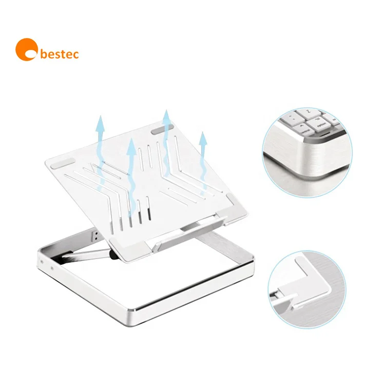 Aluminium Alloy Standing Desk Creative Laptop Stand Mobile Bracket Holder With Storage Box For Notebook