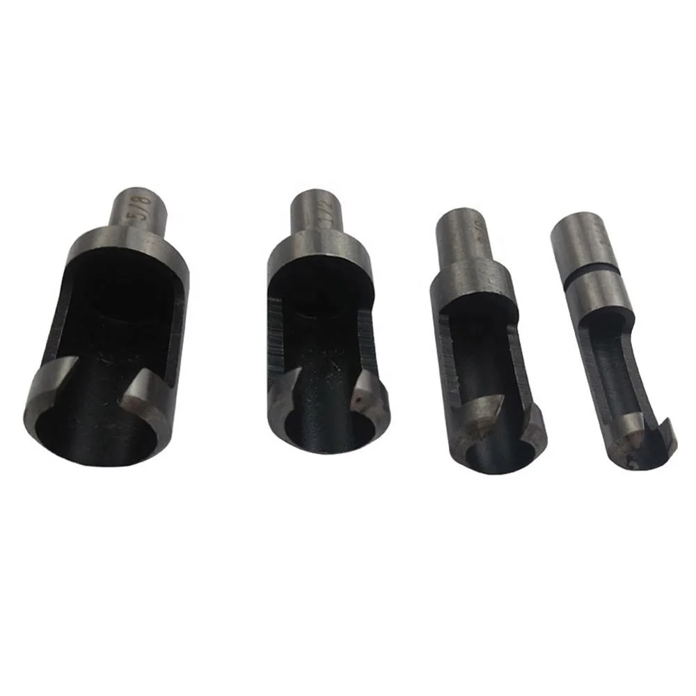 Carbon steel barrel type cork drill four piece set of drill bit take round wood tenon cork cutter hole opener woodworking drill