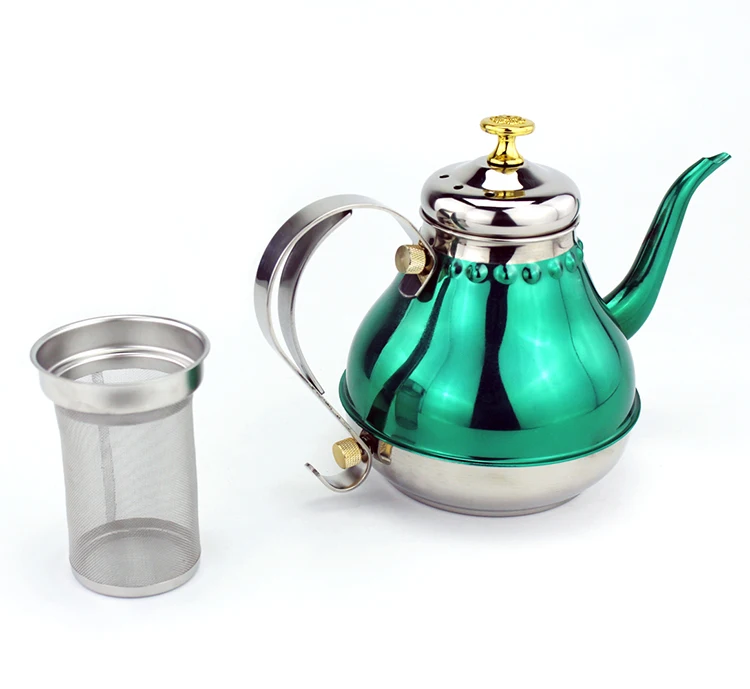 
Wholesale China green color tea pot 201 stainless steel copalace teapot with filter screen 
