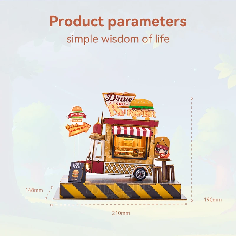 Wooden Crafts Manufacture wood Products diy with led light Miniature Dolls house truck puzzle christmas puzzle gifts
