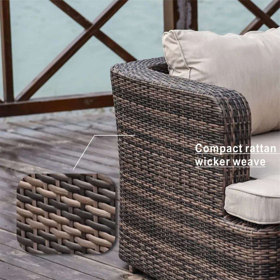 Scandinavian Custom Modern Corner Nordic Home Lounge Rattan Circle Wicker Patio Sectional Outdoor Garden Lounge