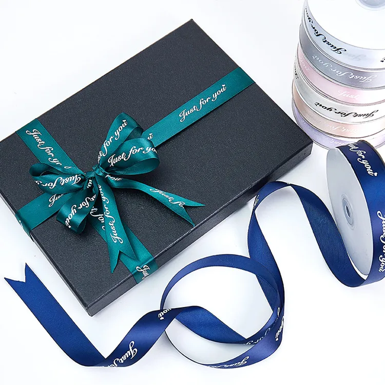 
2021 Amazon Hot Sale Just For You Decorative Customized Logo Printed Silk Satin Bow Gift Ribbon Roll Satin 