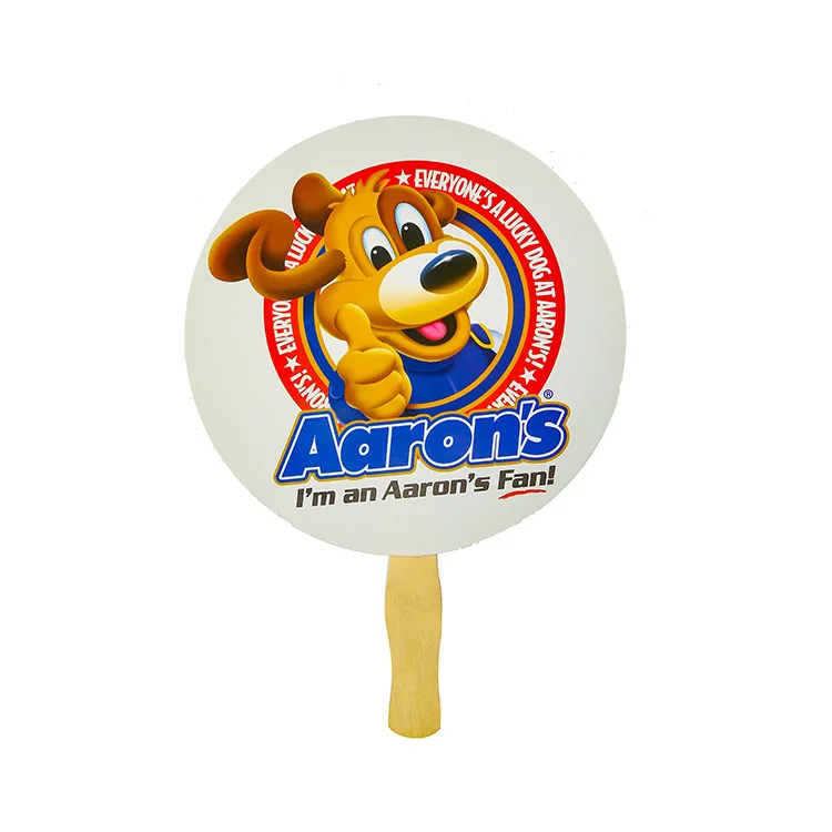 Модные Портативные рекламные сублимационные бумажные ручные вентиляторы с деревянной ручкой