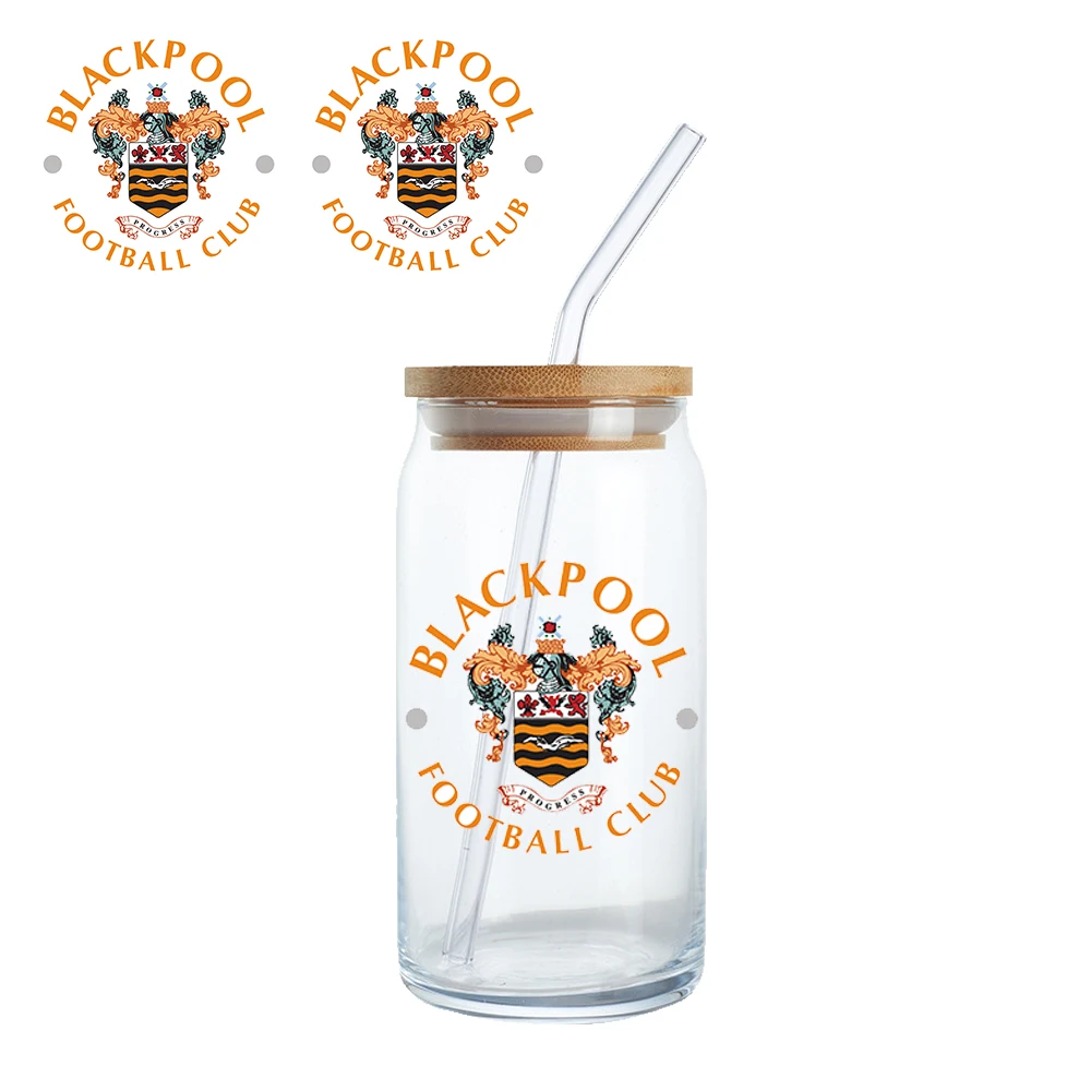 Customize 9.5*4.3 inch football badges sticker Waterproof UV DTF Cup Wrap Rub on Transfers for Premiership Fans