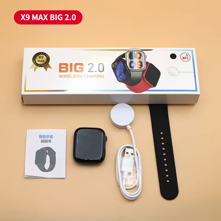 2023 новые умные часы X9 Max большой 2,0 дюймов Ips Bluetooth 5,2 беспроводной зарядки Nfc сообщение напоминание Bt Call спортивные умные часы