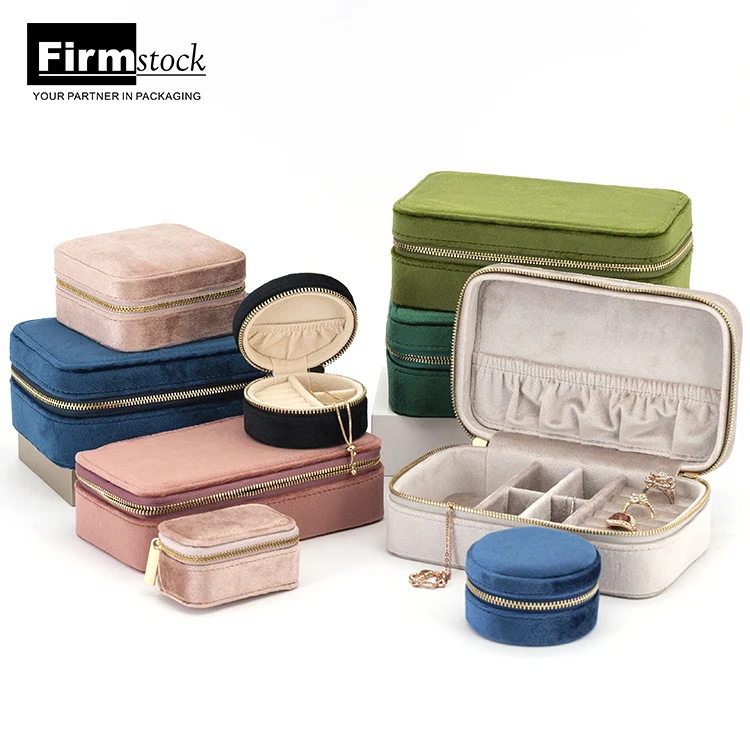 Custom Small Velvet Travel Jewelry Box in Vegan Leather Portable Luxury Jewelry Case for Bridesmaids