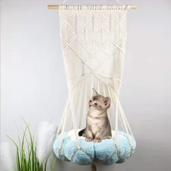 Nordic Cotton Rope Woven Cat Swing Macrame Hammock for Cats Fashion Cat Bed