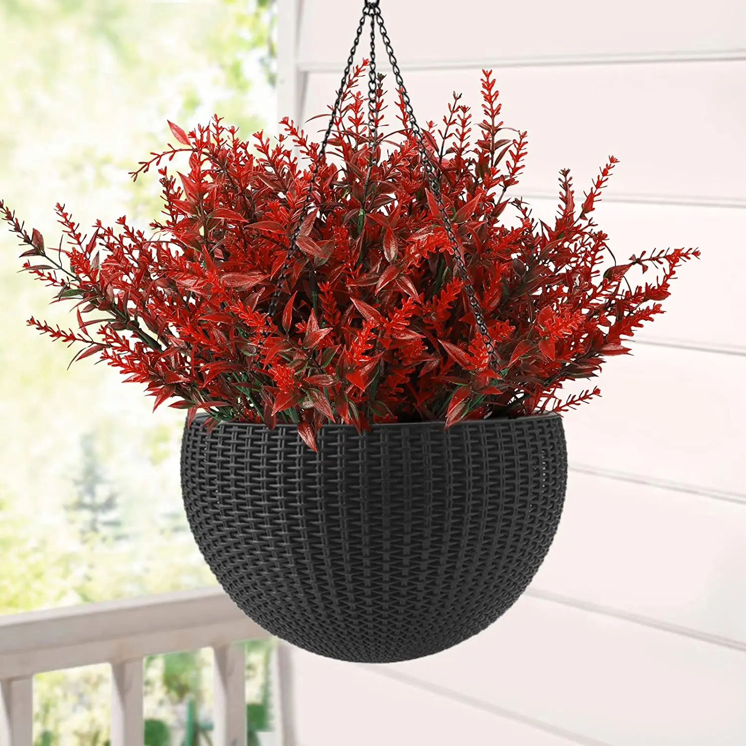 
8 Bundles Artificial Lavender Flowers Plants, Lifelike UV Resistant Fake Shrubs Greenery Bushes Bouquet, Faux Plastic Plants 