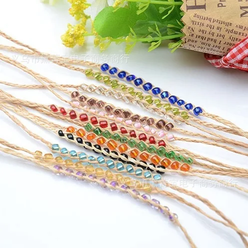 Rafi grass bracelet hand woven rope 12 beads Korean version DIY beaded crystal travel commemorative hand jewelry