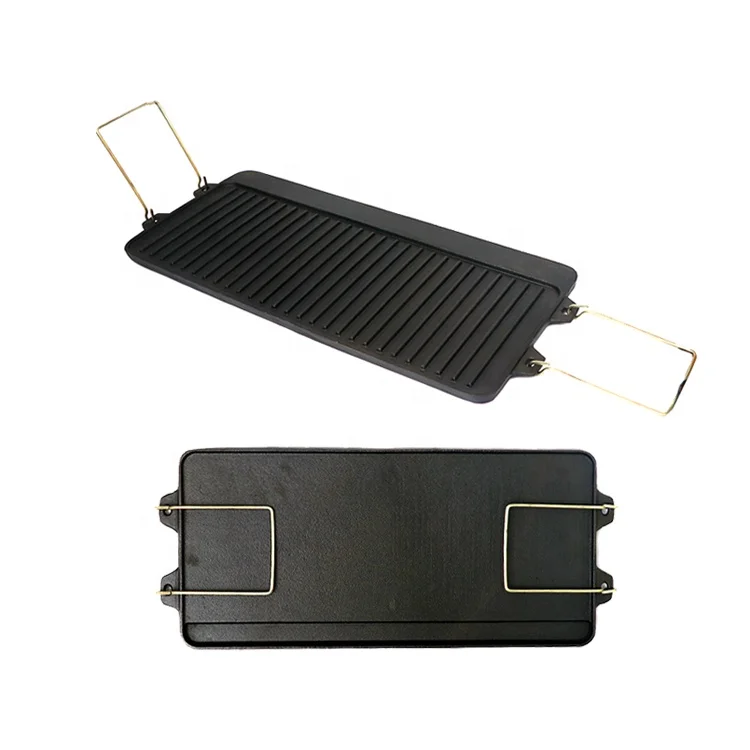Rectangle Nonstick Cast Iron Griddle Pan With Detachable Handle