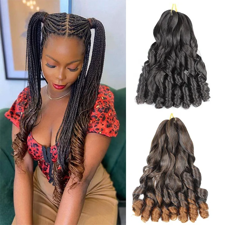 Synthetic Loose Wave Braiding Hair Extensions Spiral Curls Crochet Hair Pre Stretched French Curls Ombre Braids Hair For Women