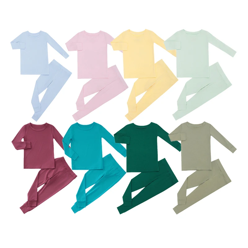 Eco-Friendly Bamboo Toddler Pajamas Baby PJs natural color Baby Boy Girl Clothes Custom Wholesale Kid Clothes baby clothing sets