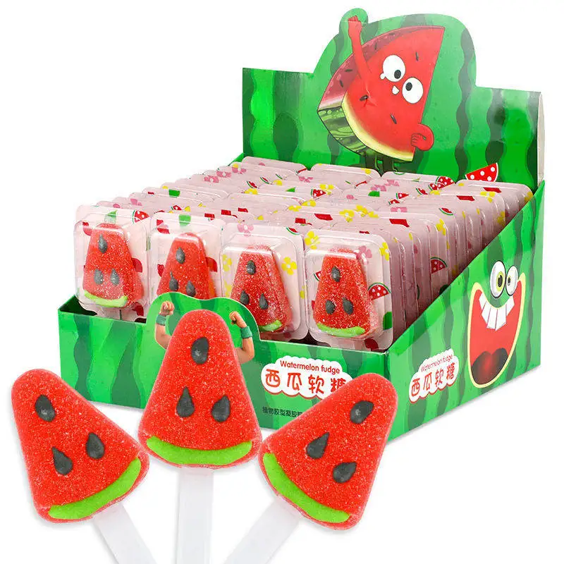 China Manufacture OEM ODM Sweet Candy Children Snacks Watermelon Shape Lollipop