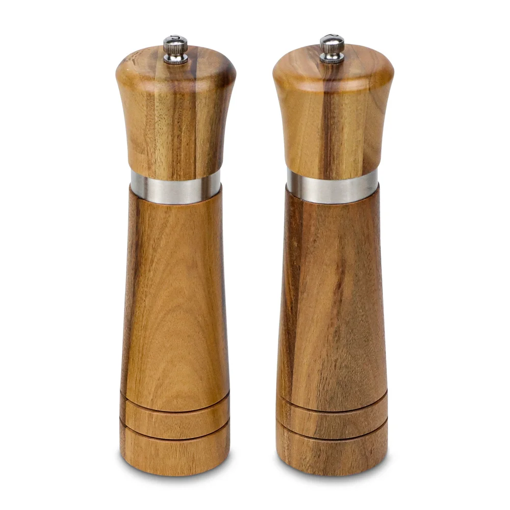 8-дюймовые соляные мельницы ручная деревянная мельница для соли и перца с регулируемым керамическим сердечником