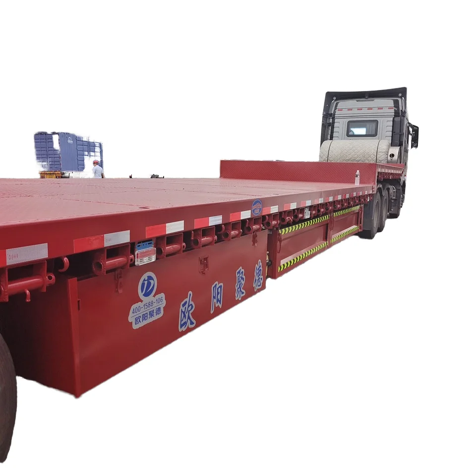 OYJD Truck Fuel-Efficient 1/64 flatbed High strength steel 30/40/50ft trailer tent low flatbed semi trailer