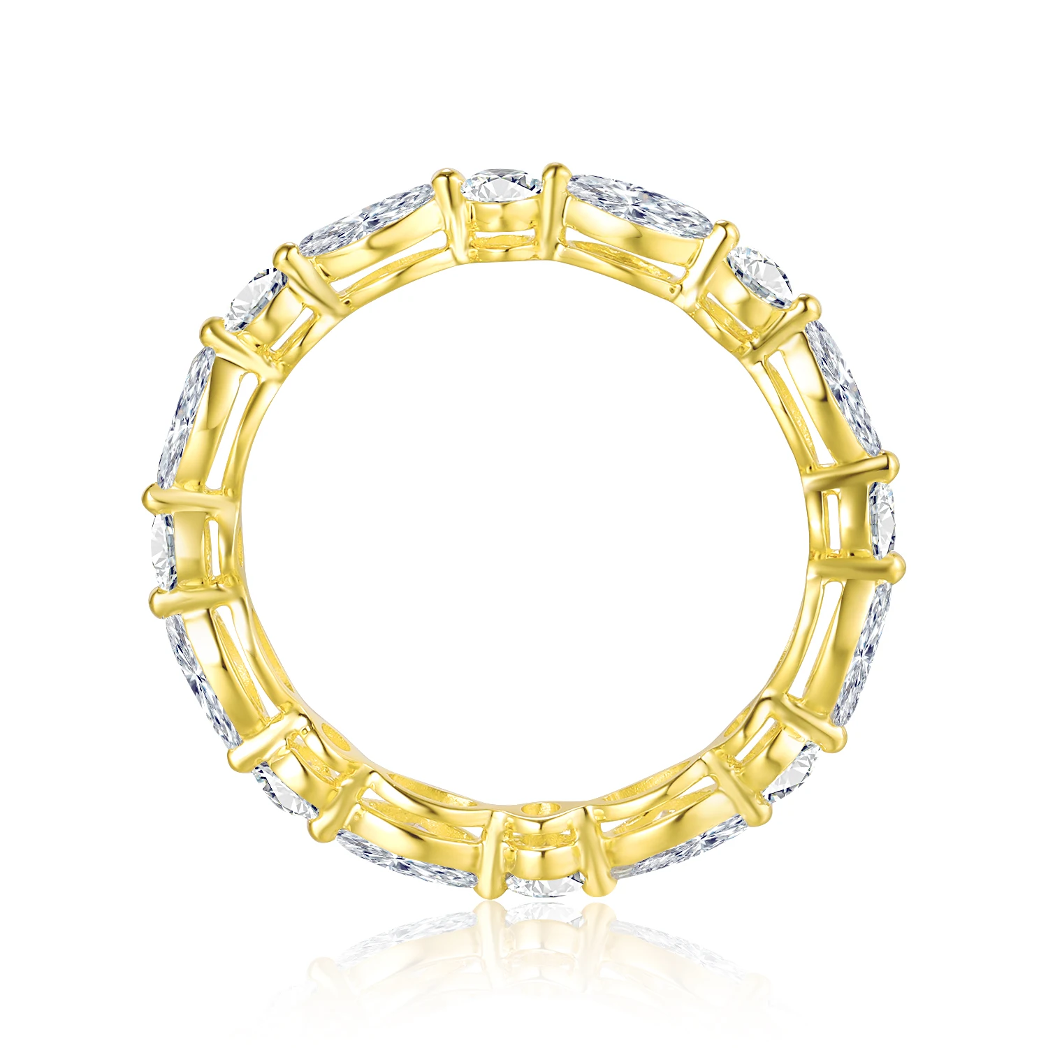 Stylish Fine Fancy Oval & Round Lab Created Diamond Band Engagement Wedding 18K Gold Rings Bands for Ladies Women