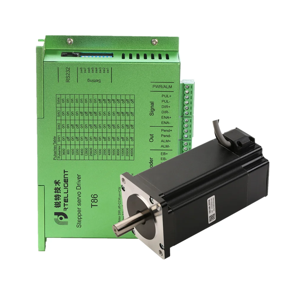 Rtelligent Nema 34 Closed Loop Stepper Motor Driver Kit 12NM 6A Hybrid Stepping 172mm Motor Length Micro Digital 100V DC 80V AC