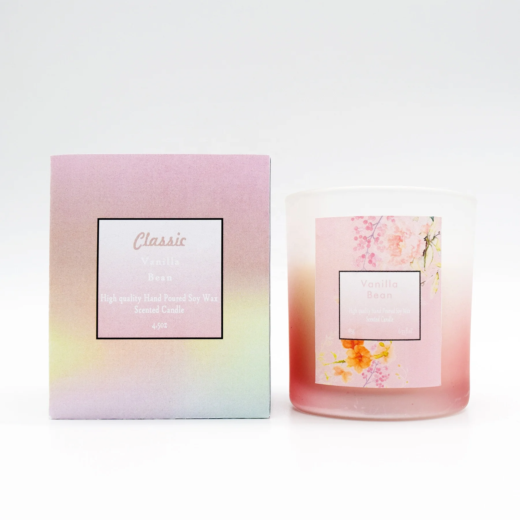 Романтичная индивидуализированная стеклянная свеча премиум класса с матовым градиентом на заказ, Ароматизированная Свеча из соевого воска оптом