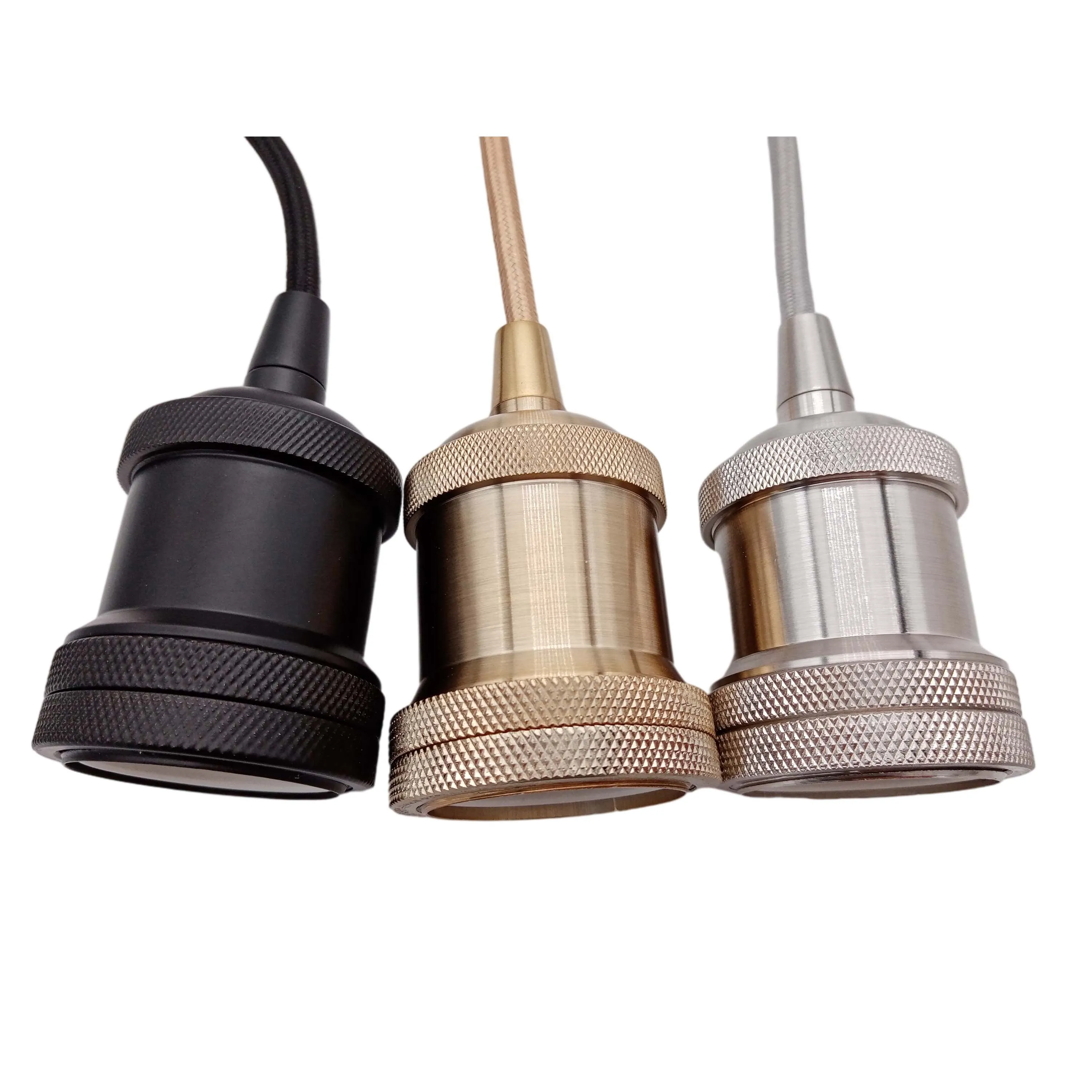 E26 Lamp Holder Gold Black Light Cord Lamp Socket with Wire