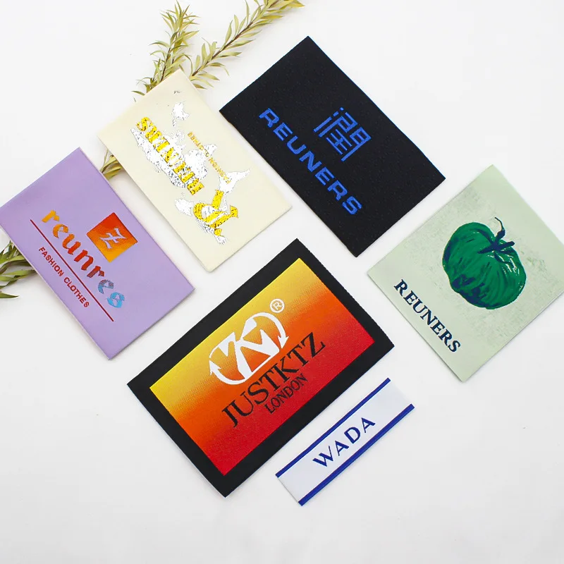 Индивидуальный логотип тканевая этикетка для одежды 100% хлопковая жаккардовая одежда высокой плотности атласная тканая тканые этикетки