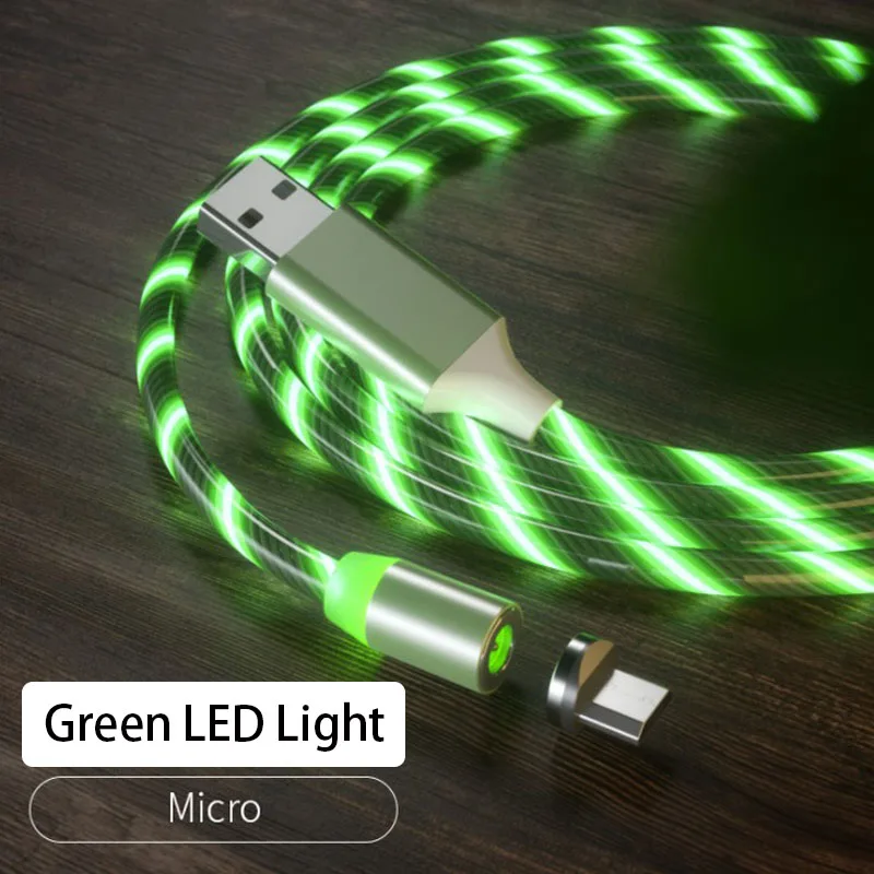  Высококачественные светодиодные магнитные кабели lightning type c micro usb для зарядки и передачи