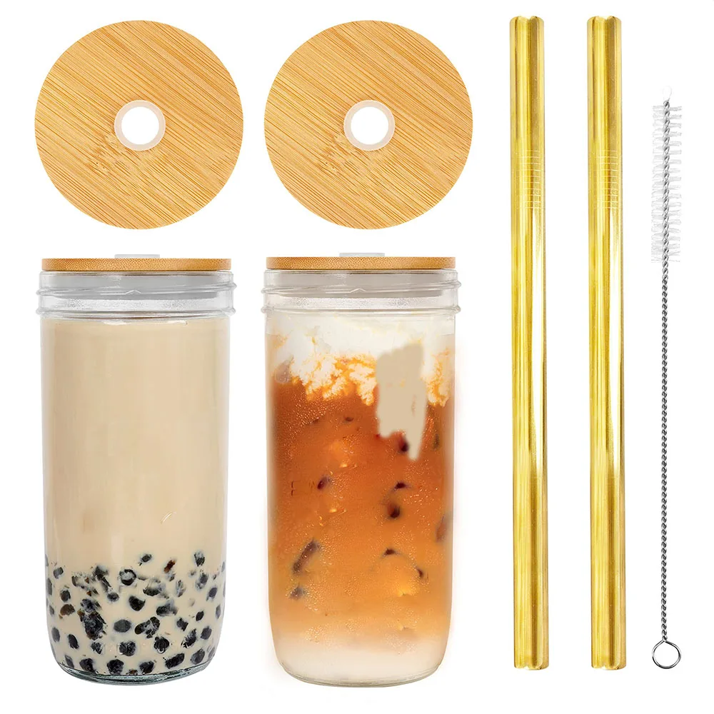 Стеклянные стаканы для смузи многоразовые чашки чая Boba Bubble с