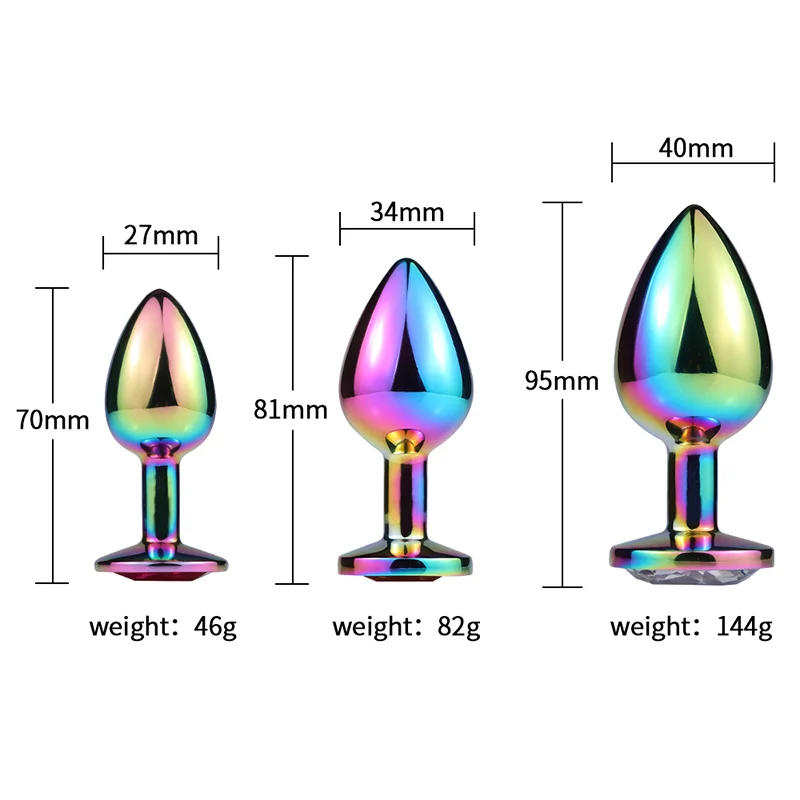 Factory Wholesale Colorful Rhinestone Butt plug Decorative Crystal Rainbow Small Medium Large Metal Anal Butt Plug