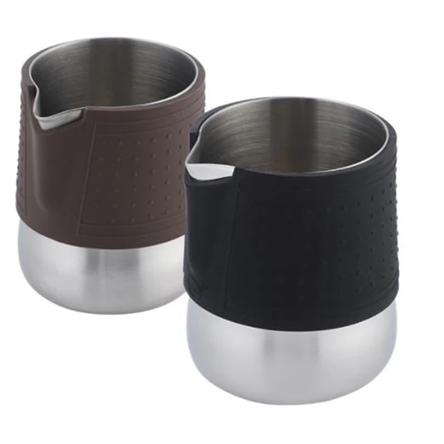 Stainless steel sharp spout milk foam cup heat-resistant coffee latte cup with silicone quilt