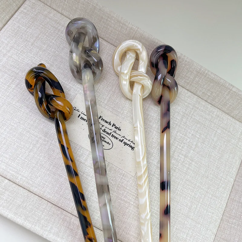 New Design Hair Chopsticks Accessories Hair Sticks Acetate Tortoiseshell Marble Hair Bun Sticks Chinese