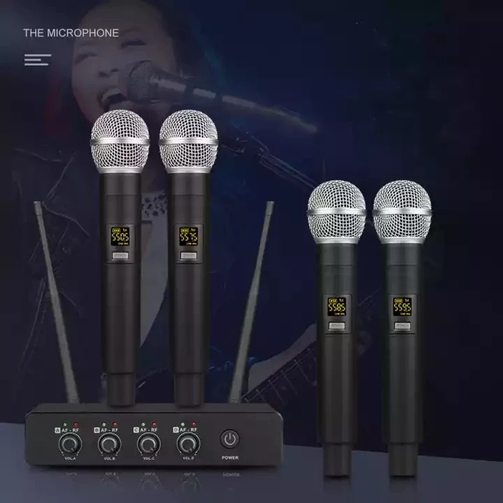 New AW06 Professional UHF Wireless Microphones Set Hand Wireless Microphone with Speaker Auto Tune Wireless Microphone