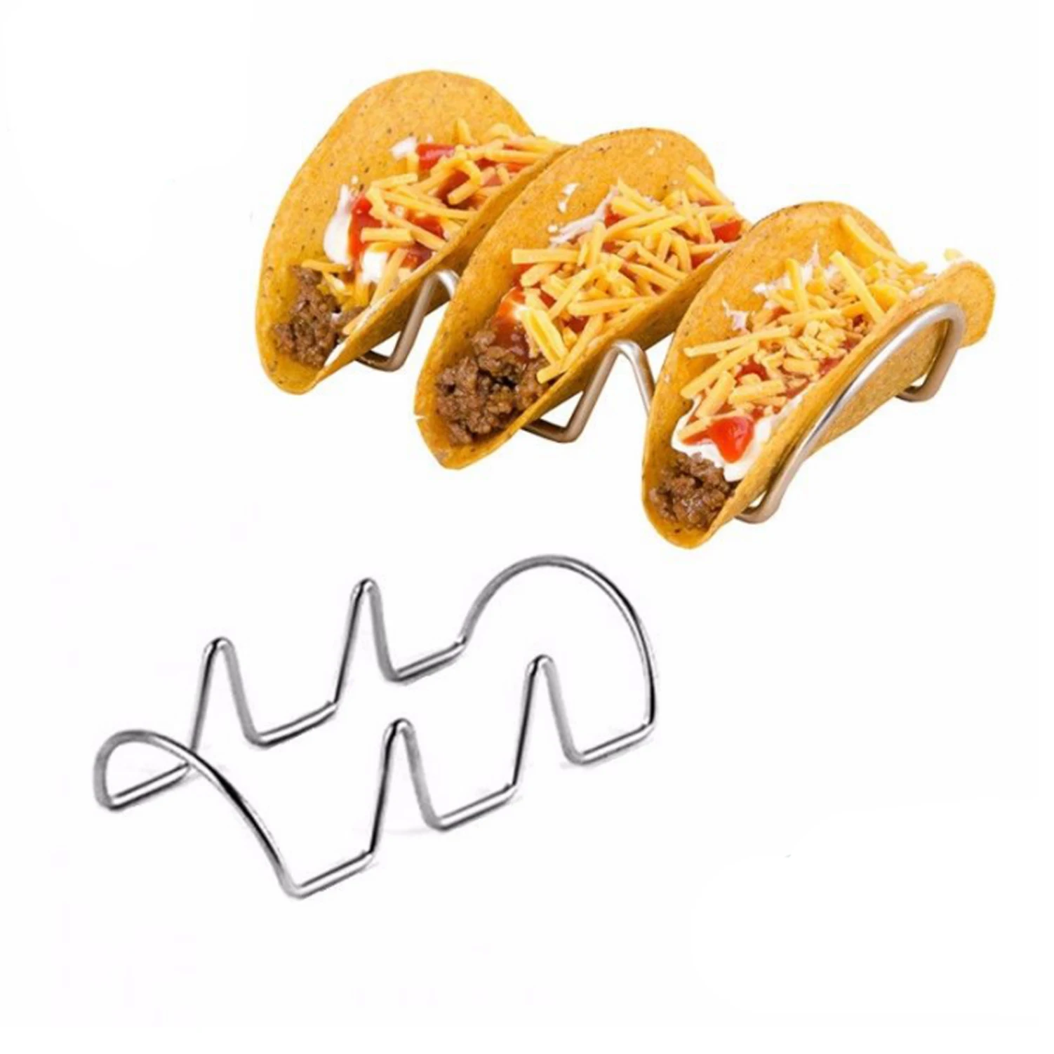 2 PCS 3PCS or 4PCS per Set Food Grade  Stainless Steel Wire Taco Holder Taco Stand Rack