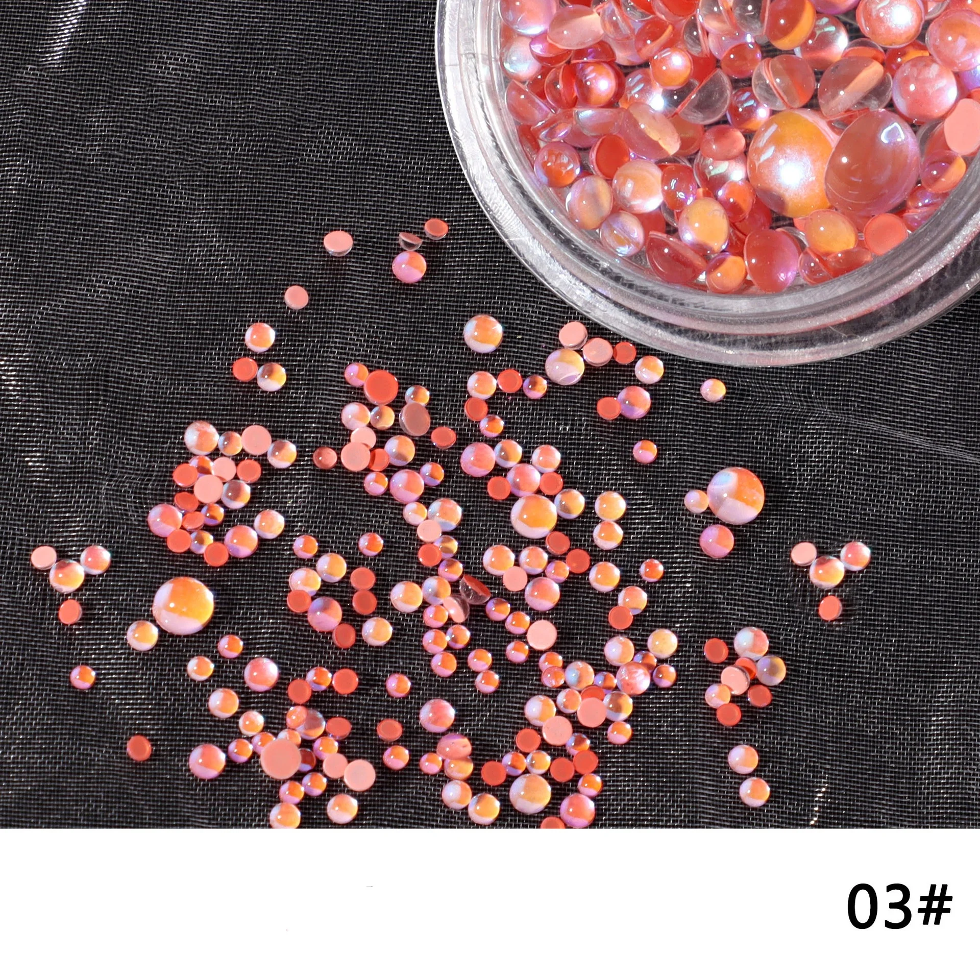 New DIY Candy Color 3D Crystal Aurora Half Round Bead Mixed Macaroon Manicure Glass Beads Fairy Gradient Nail Art Decorations