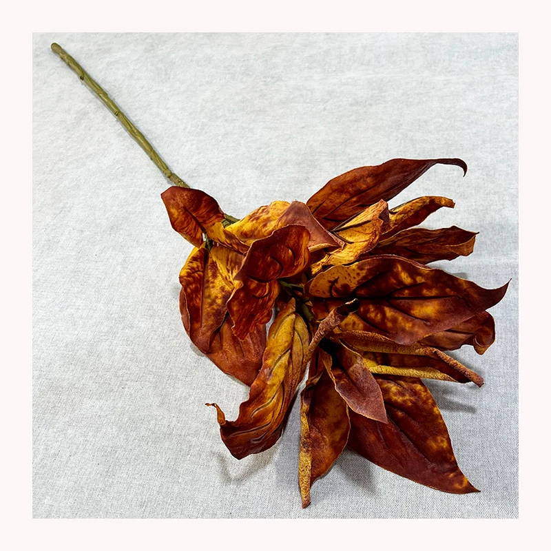 QYY Artificial Dry Pipa Leaves High Quality Silk Burnt Edge Artificial Flowers Autumn Color Home Wedding Decorations