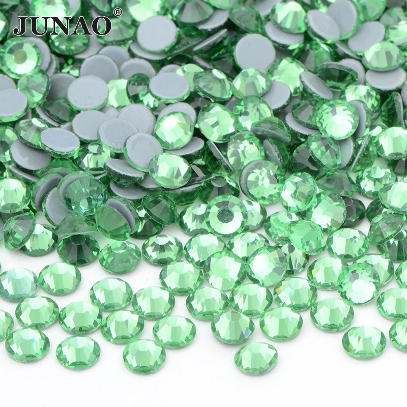 JUNAO Wholesale SS3-SS30 Bulk Package Round Glass Crystal Strass Flatback Hotfix Rhinestones For Garment Decoration