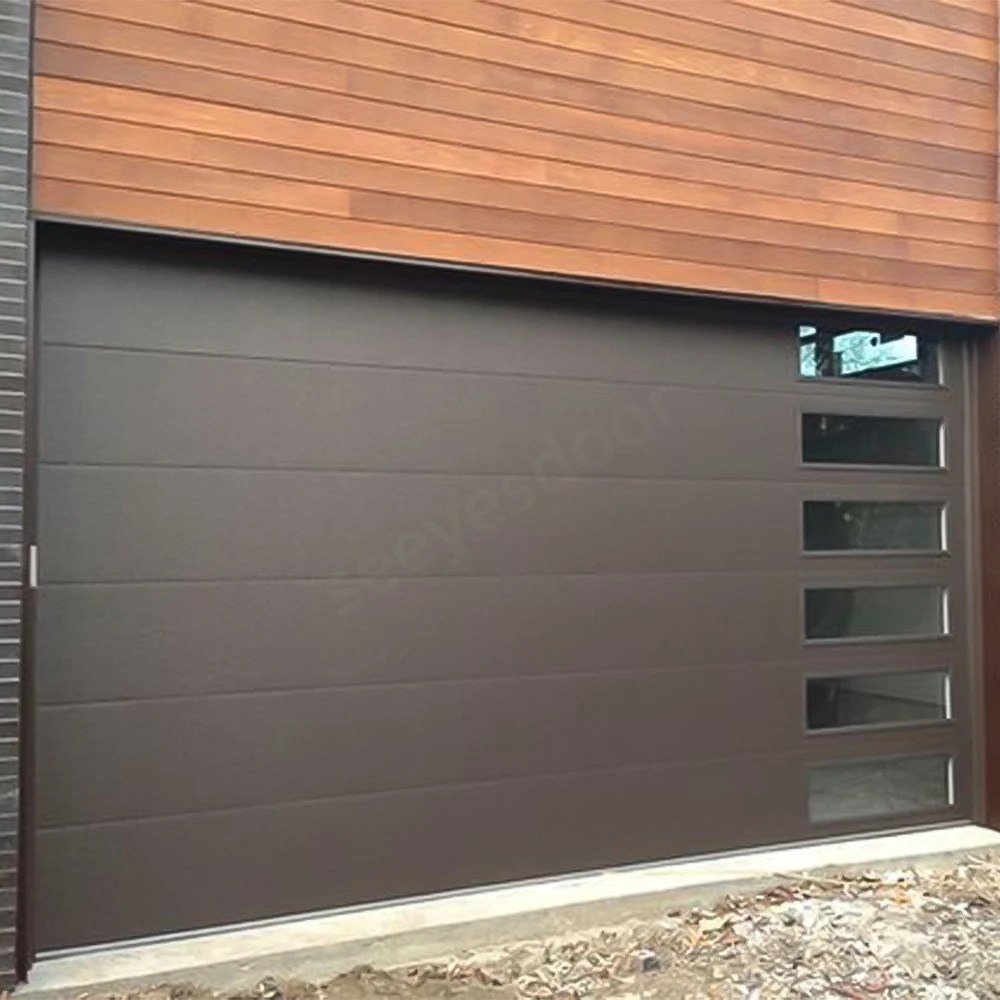 Seeyesdoor American Garage Doors For Homes 40Mm Double Skin Sectional Wooden Garage Door Modern 16X7 Garage Door