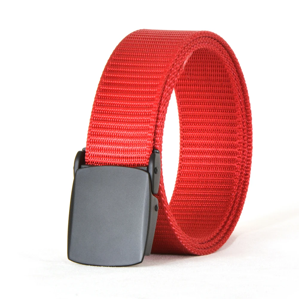 YWHCHI Custom Logo Metal Buckle Casual Webbing Adjustable Combat Men Belts Polyester Canvas Nylon Fabric Belt