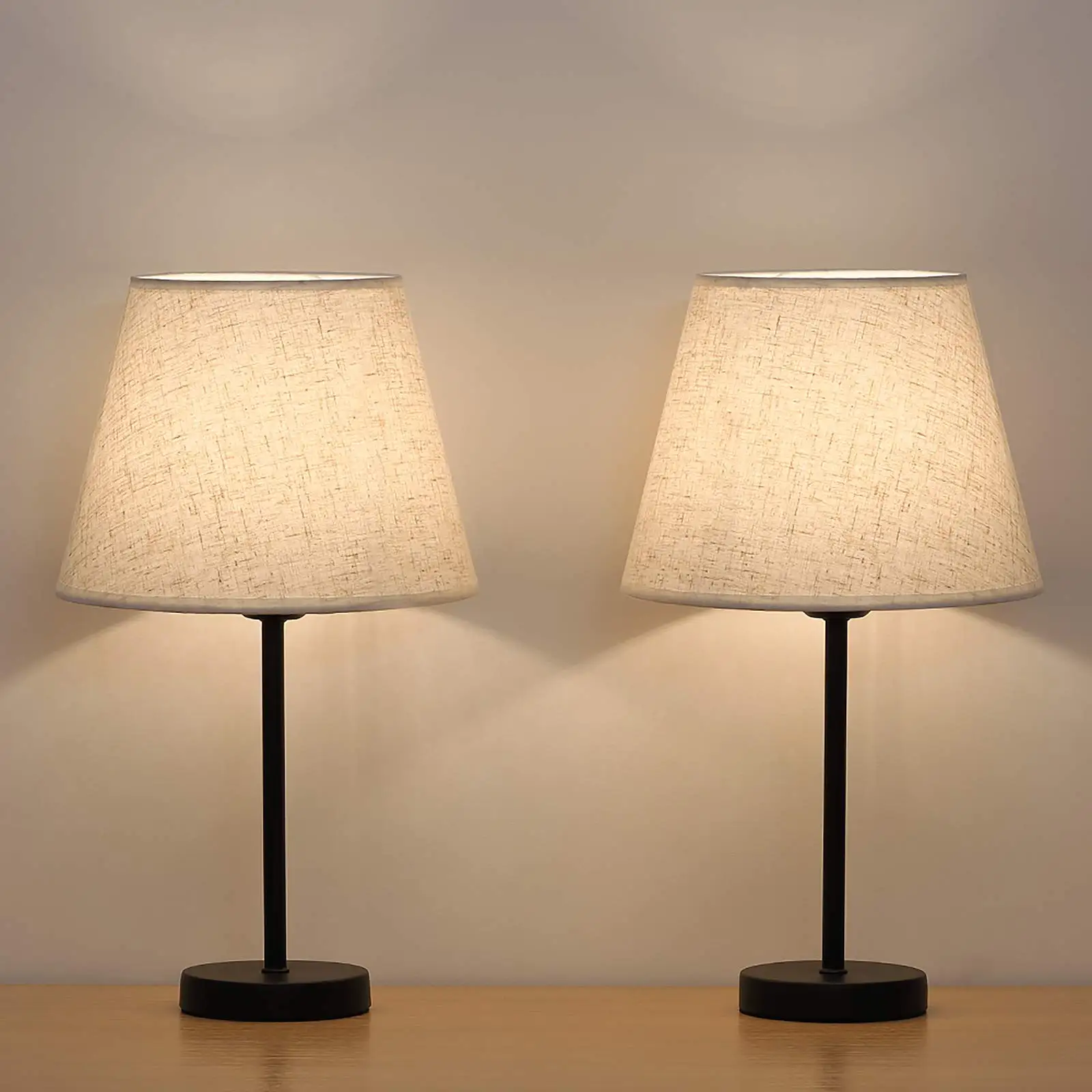 Modern Small Nightstand Set of 2 Bedsides Lamps for Bedroom Office Kids Room Dorm