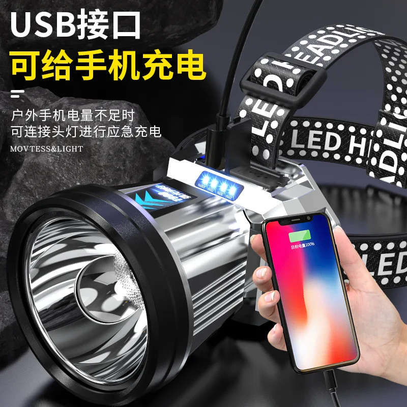 2024 новый мощный светодиодный USB-дисплей с зарядным дисплеем лазерный датчик зумом наружный Многофункциональный фонарь