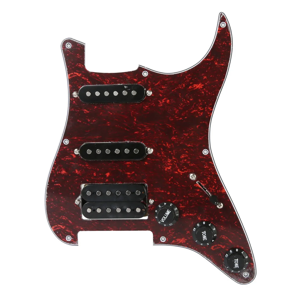 Prewired SSH 9 hole stratocaster guitar Pickup  SSH RED Tortoise shell shell 3ply pickguard kit for fender stratocaster guitar