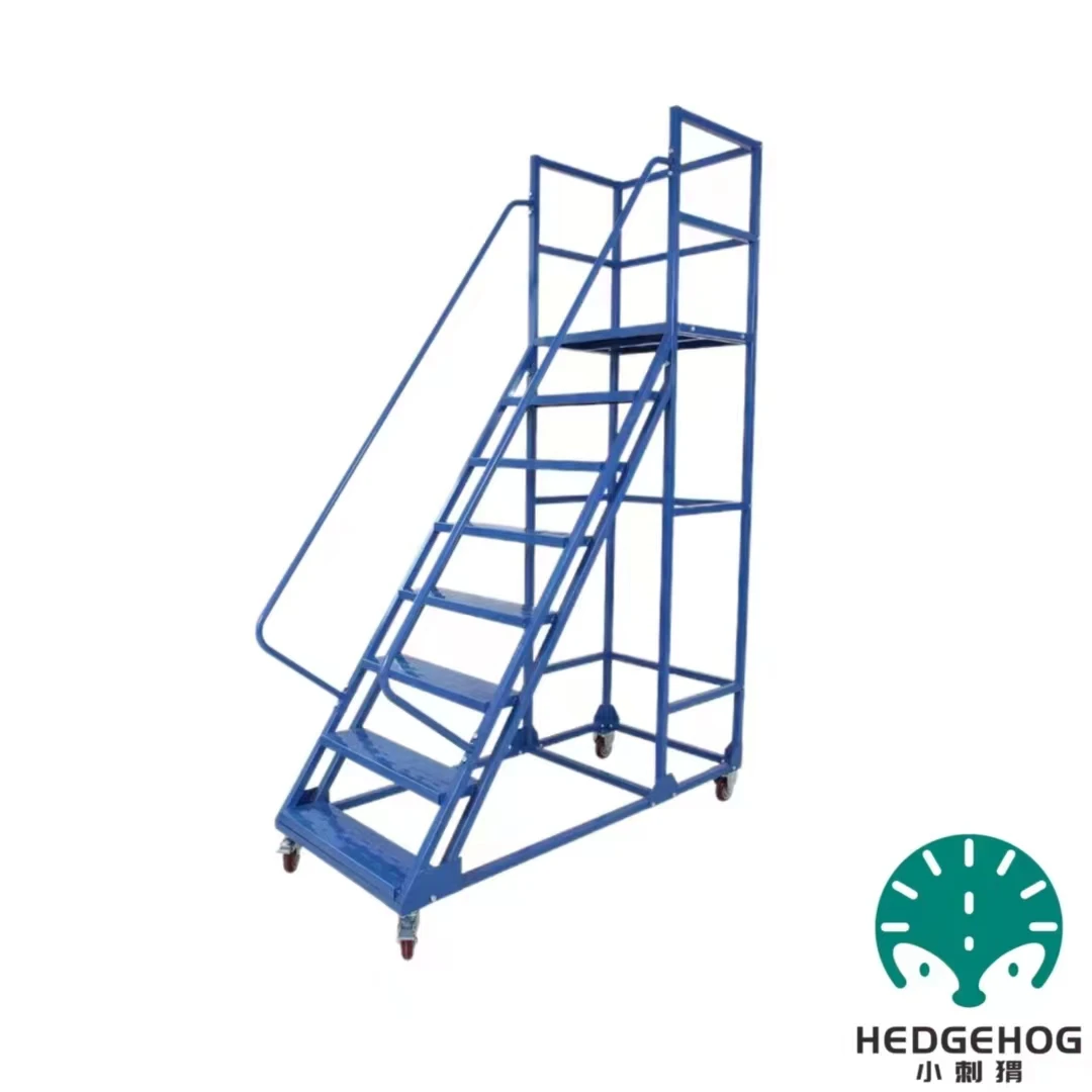 Workplace Climbing Safe Rolling Heavy Duty Steel 10 Steps Platform Ladder