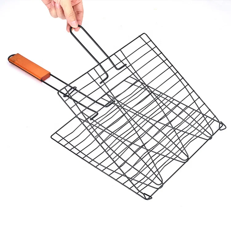 [AMZ HOT Sale]Folding Portable Shrimp Grille Wire Mesh Rotisserie Stainless Steel Baking BBQ Grill