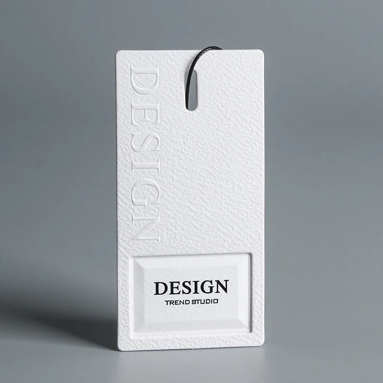 High-end custom garment swing tag plastic bag and cardboard hang tags for clothing own logo