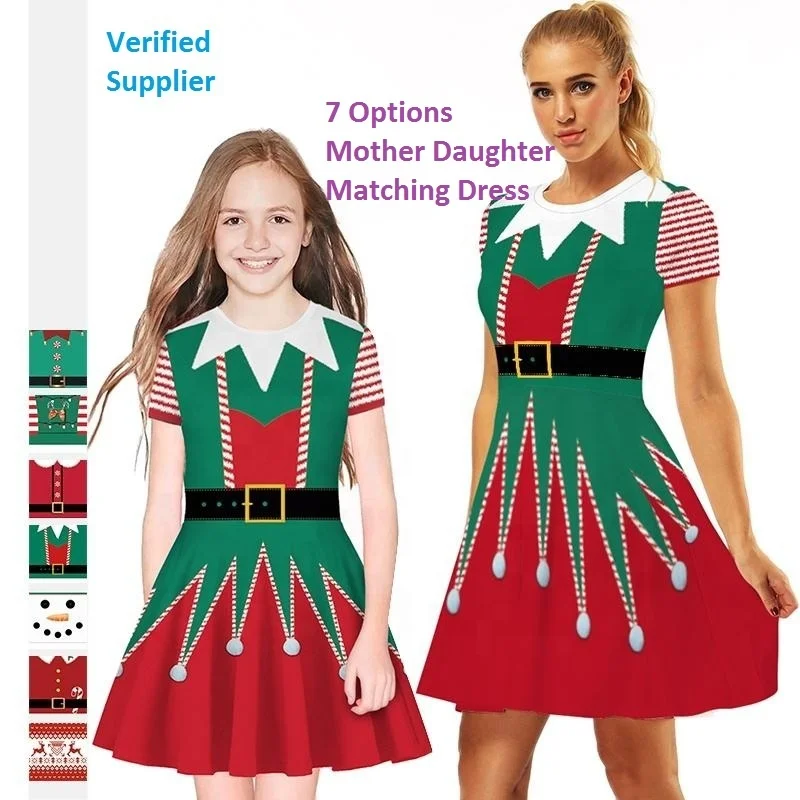 Xmas Twinning Dress Mother And Daughter Matching Dresses Outfits Mommy & Me Mommy And Me Toddler Girls Christmas Dress For Women