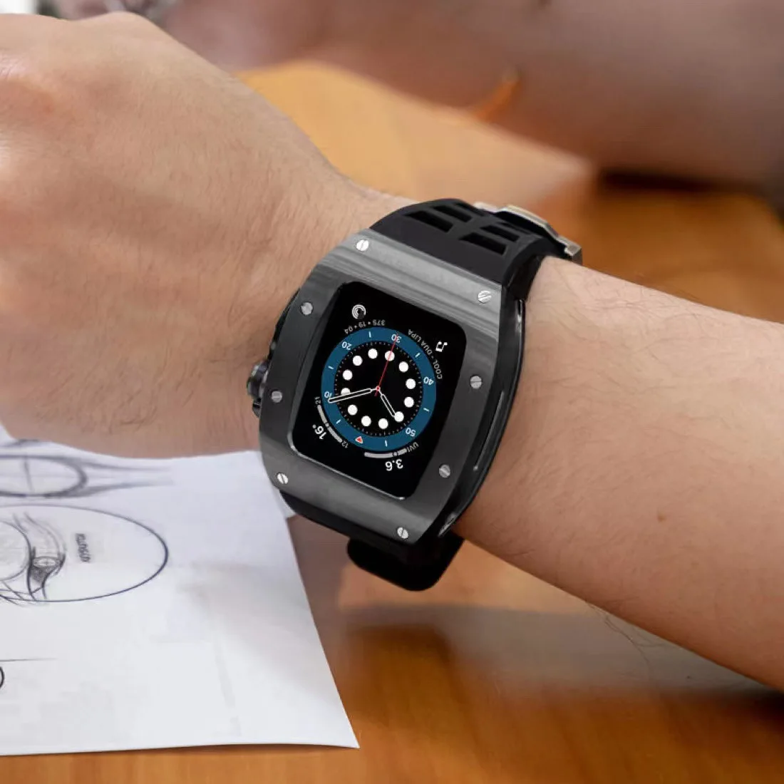 2022 Luxury watch band with  titanium stainless steel metal watch case for apple watch case 44mm 45mm iwatch S8 series