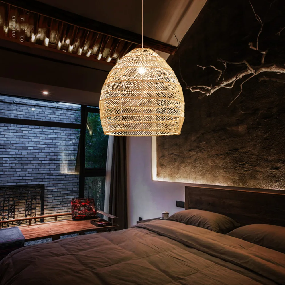 New Chinese Style  Rattan Lampshade Creative handmade rattan for dining room bedroom lampshade